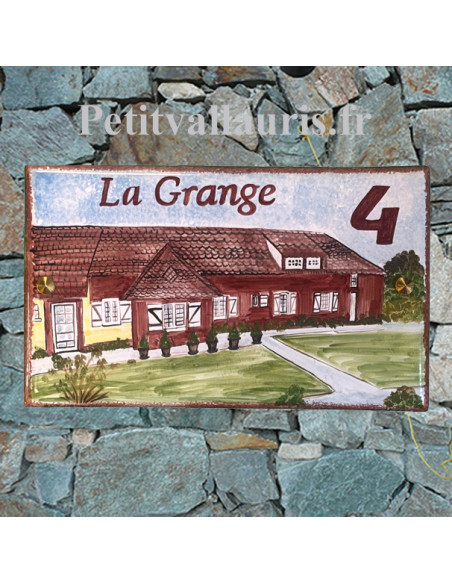Plaque en céramique émaillée forme rectangle décor artisanal Pavillon du Nord + personnalisation