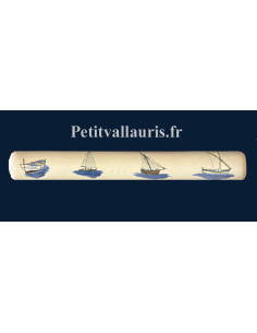 Listel-bordure de finition modèle demi lune large collection Les Bateaux fond blanc cassé