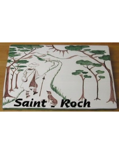Plaque de maison forme rectangle décor Saint Roch