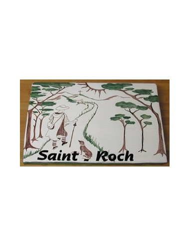 Plaque de maison forme rectangle décor Saint Roch