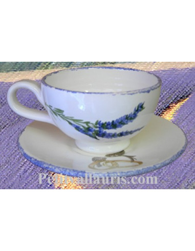 Tasse à thé décor et inscription personnalisée décor brins de lavandes 