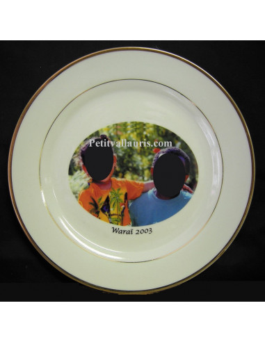 Assiette d'anniversaire avec photo d'enfants en porcelaine décor Filets