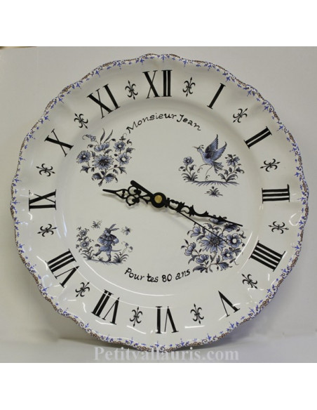 Horloge pour Anniversaire décor Tradition Vieux Moustiers bleu