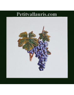 Carreau décor Fruit Grappe de raisin 15 x 15 cm