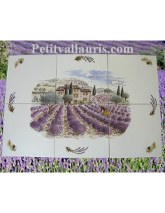 Fresque céramique rectangulaire décor Haute Provence n°3 sur carreau de 20