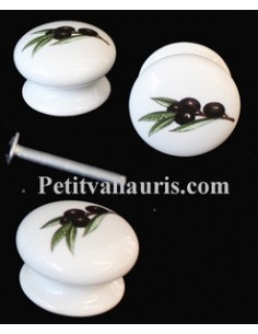 Bouton de tiroir meuble décor Olives noires (diamètre 35 mm)
