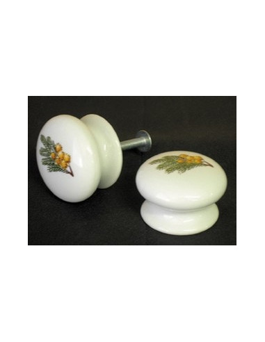 Bouton de tiroir meuble décor Brin de mimosas (diamètre 35 mm)
