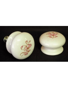 Bouton de tiroir meuble décor Tradition Vieux Moustiers rose (diamètre 35 mm)