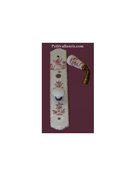 Plaque de propreté avec verrou décor Tradition Vieux Moustiers rose