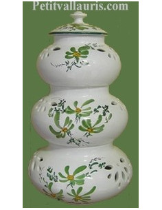 Poubelle de table en céramique blanche décor artisanal fleurs coloris au  choix