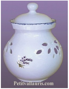 Pot à oignon en faïence décor Brin de Lavande
