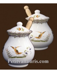 Pot à Moutarde jarre décor Tradition Vieux Moustiers polychrome