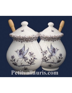Pot à Moutarde jarre décor Tradition Vieux Moustiers bleu