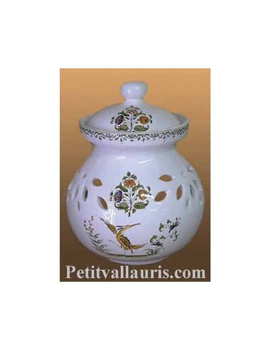 Pot à oignon en faïence décor Tradition Vieux Moustiers polychrome