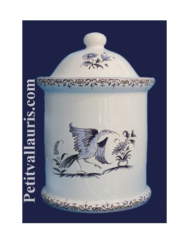 Pot de cheminée rond taille 4 décor Tradition Vieux Moustiers bleu
