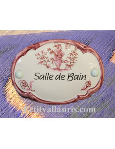 Plaque ovale Salle de Bain décor tradition vieux moustiers rose