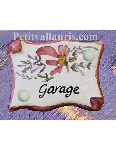 Plaque de porte parchemin rose "Garage" 