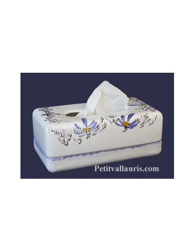 Boîte à mouchoirs papier décor Fleuri bleu