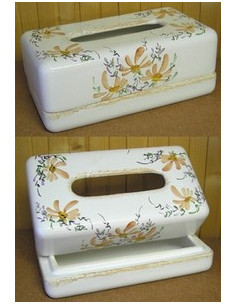 Boîte à mouchoirs papier décor Fleuri saumon
