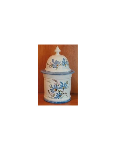 Pot de Salle de bain Taille 1 décor Fleuri bleu
