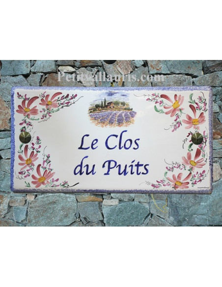 Plaque pour maison en céramique décor Fleuri et Provençal