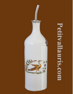 Huilier bouteille en faïence décor Tradition Vieux Moustiers polychrome