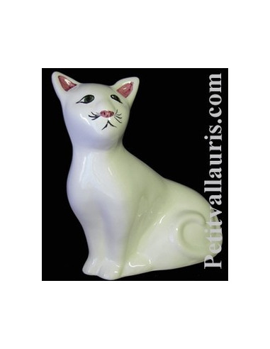 Chat Ceramique Modele Mistigri Emaille Uni Blanc Le Petit Vallauris