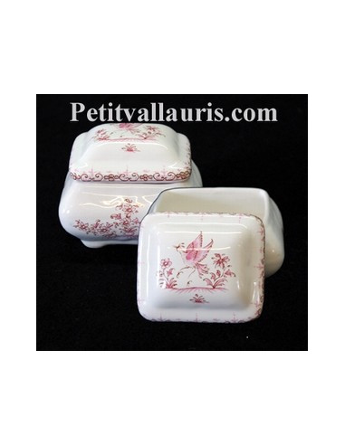 Boîte à bijoux rectangle décor Tradition Vieux Moustiers rose