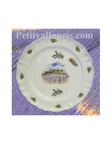 Assiette modèle Louis XV décor Champs de lavande,cigale relief Provence
