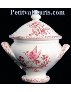 Soupière miniature en faïence décor Tradition Vieux Moustiers rose