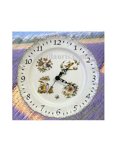Horloge faïence de style décor Tradition Vieux Moustiers poly