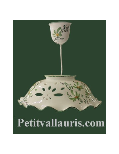 Suspension décorative céramique décor Fleuri vert D40
