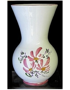 Vase Nadine en faïence décor Fleuri rose Taille 1