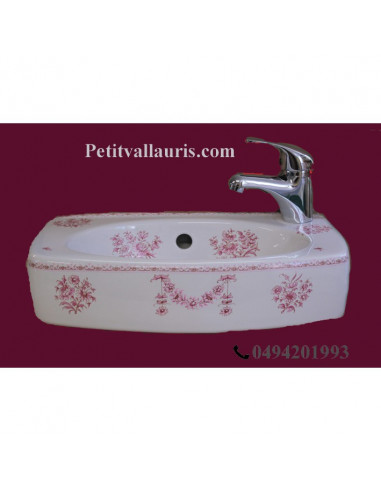 Lave-main modèle Ulysse décor Tradition Vieux Moustiers rose