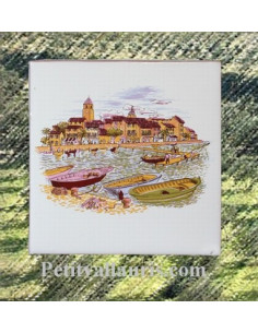 Carreau décor port Provençal 10 x 10 cm