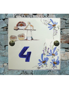 Plaque texte et décor personnalisé pour votre maison décor boulanger et son four texte bleu