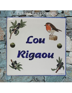 Plaque texte et décor personnalisé pour votre maison décor oiseau mésange et rouge gorge texte vert