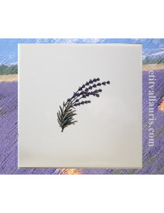 Carreau décor brin de lavande taille 2 - 10 x 10 cm