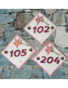 Numéro de rue ou de maison décor Brin d'Orchidée pose diagonale