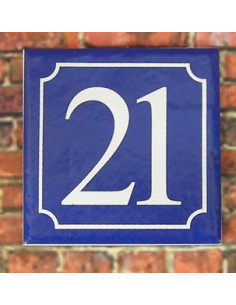 Numéro de rue fond bleu chiffre blanc n° 1