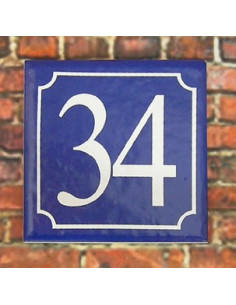 Numéro de rue fond bleu chiffre blanc n°27