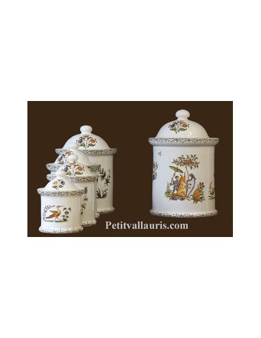 Pot de cheminée rond décor Tradition Vieux Moustiers polychrome taille 3