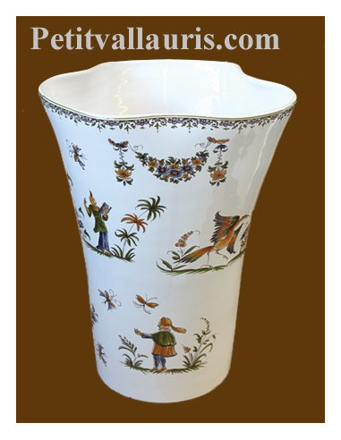 Vase Glaïeul en faïence décor Tradition Vieux Moustiers polychrome H25 cm