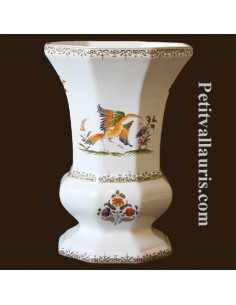 Vase Medicis Taille 3 en faïence décor Tradition Vieux Moustiers polychrome