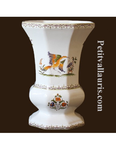 Vase Medicis Taille 3 en faïence décor Tradition Vieux Moustiers polychrome