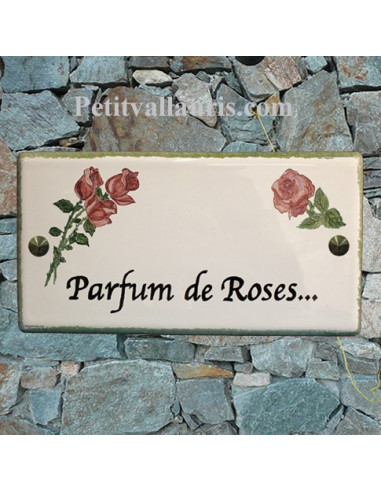 Plaque de maison en céramique décor Les Roses