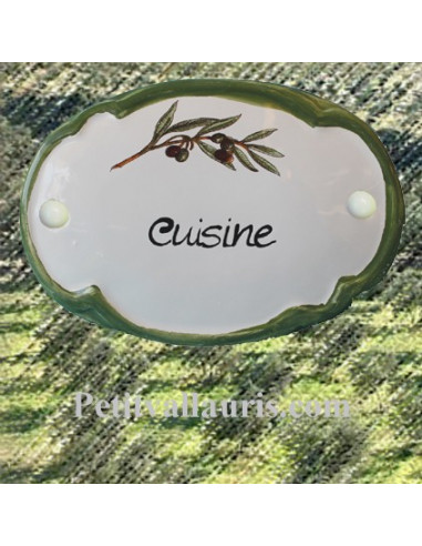 Plaque de porte ovale Cuisine brin d'olivier