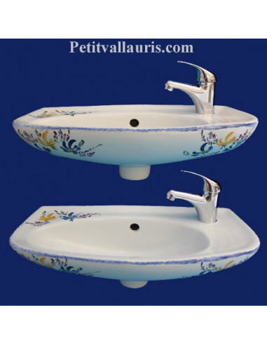 Lave-main modèle Imola décor Fleurs jaunes et bleues