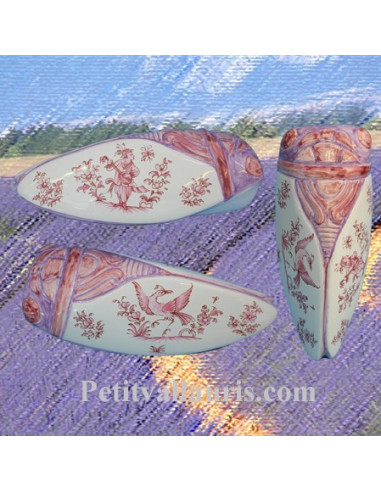 Cigale faïence céramique décor Tradition Vieux Moustiers rose (T.4)