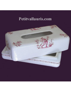 Boîte à mouchoirs papier décor Tradition Vieux Moustiers rose